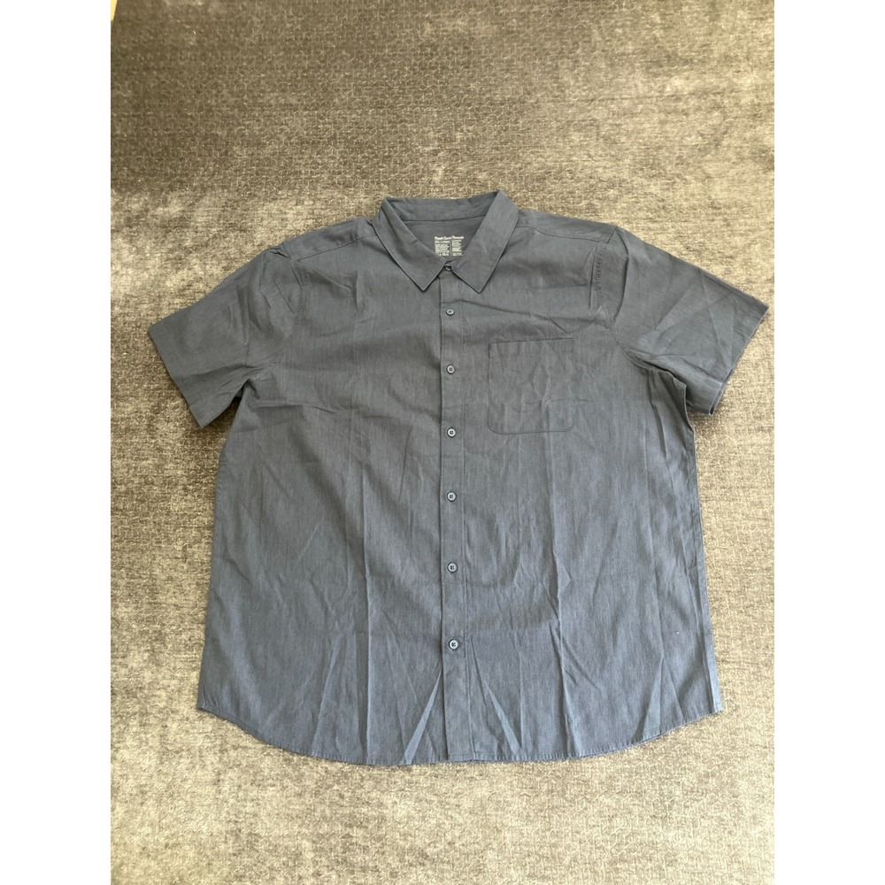 Fresh Clean Threads Shirt Mens 2XL‎ Gray Cotton Pleated Point Collar Button Up